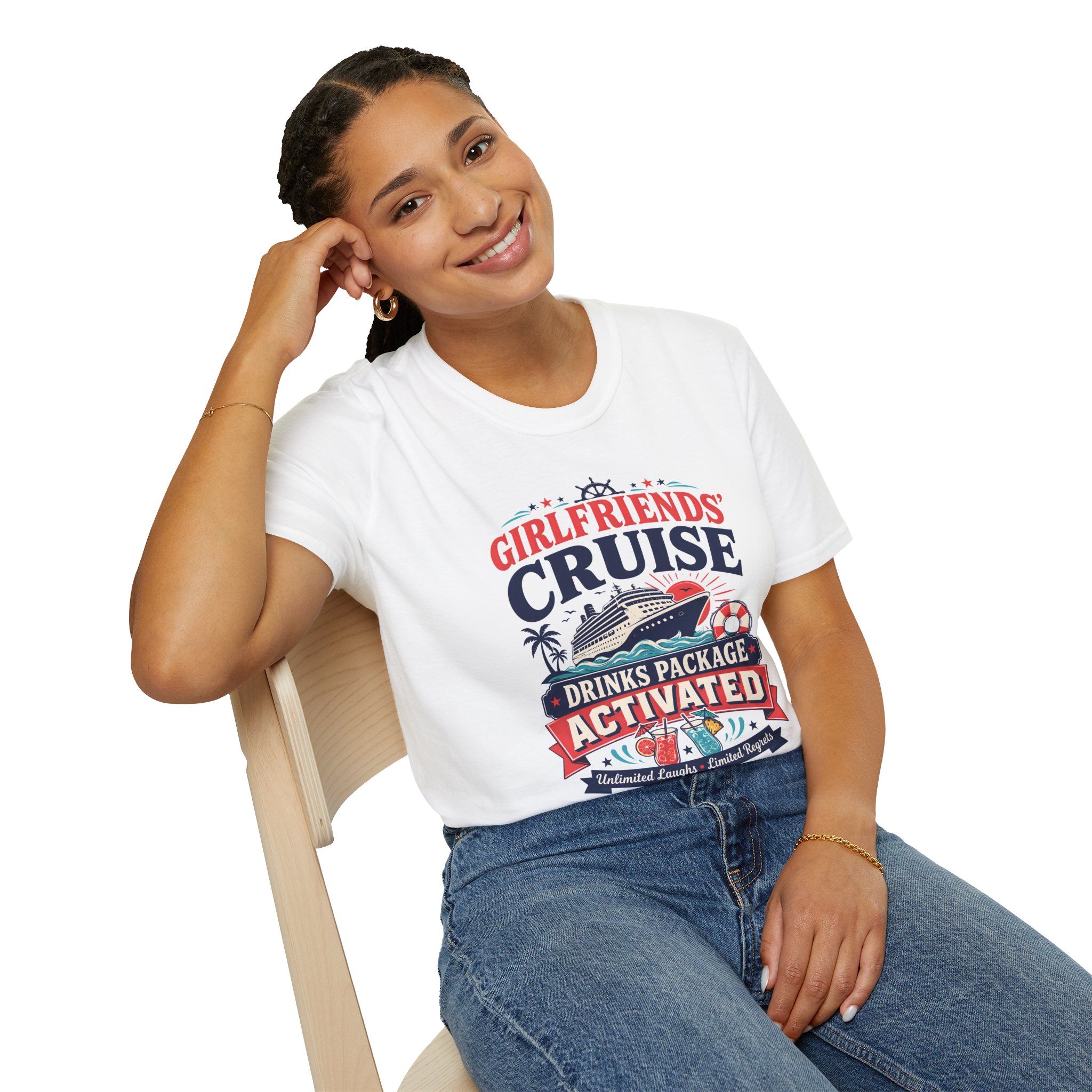 Girlfriends Cruise Drink Package Activated Girls Trip Cruise T-Shirt - Image 6