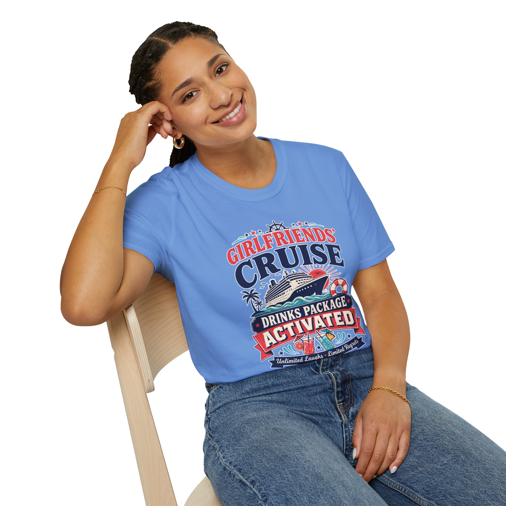 Girlfriends Cruise Drink Package Activated Girls Trip Cruise T-Shirt - Image 2