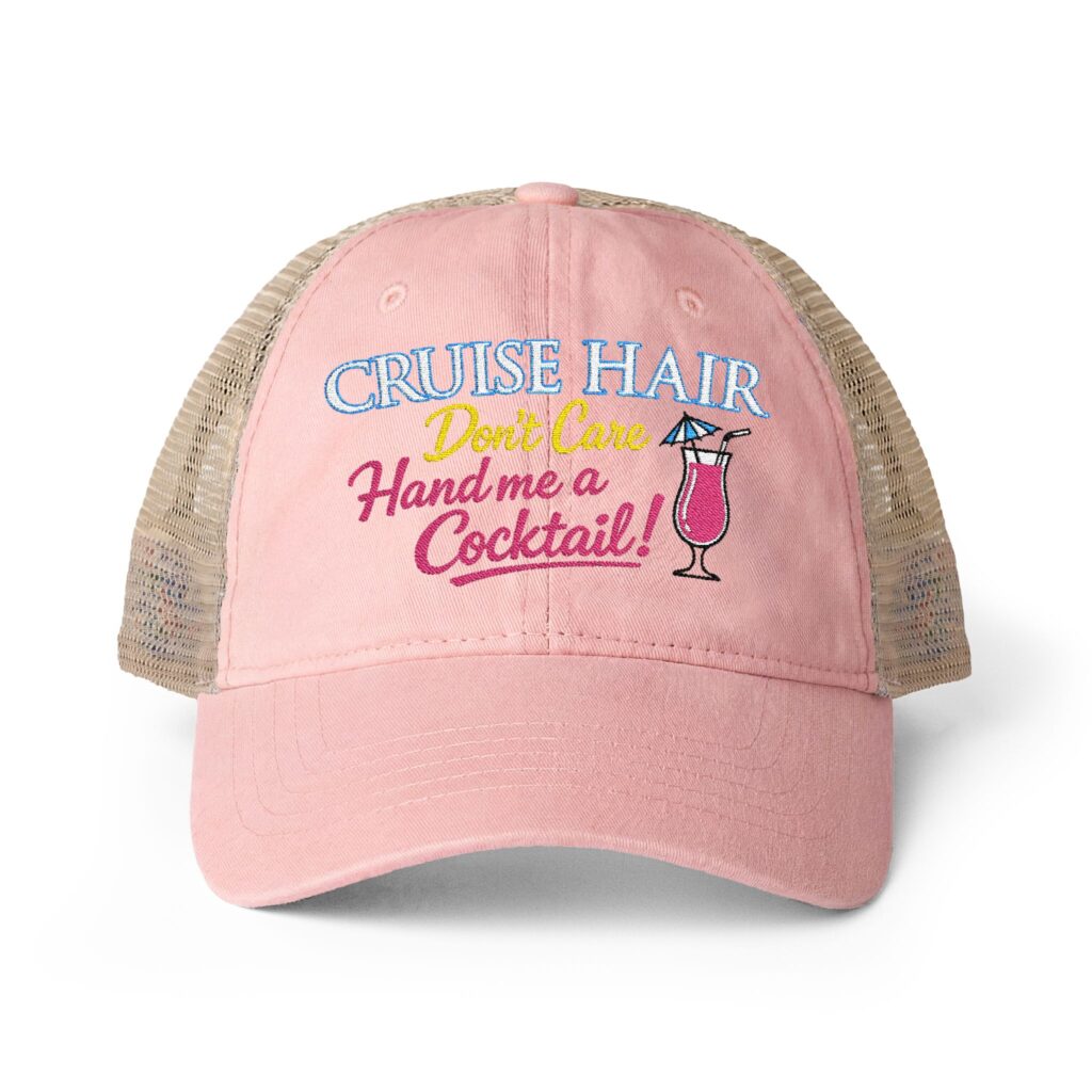Embroidered Cruise Hair Don't Care Ponytail Mesh Back Cap