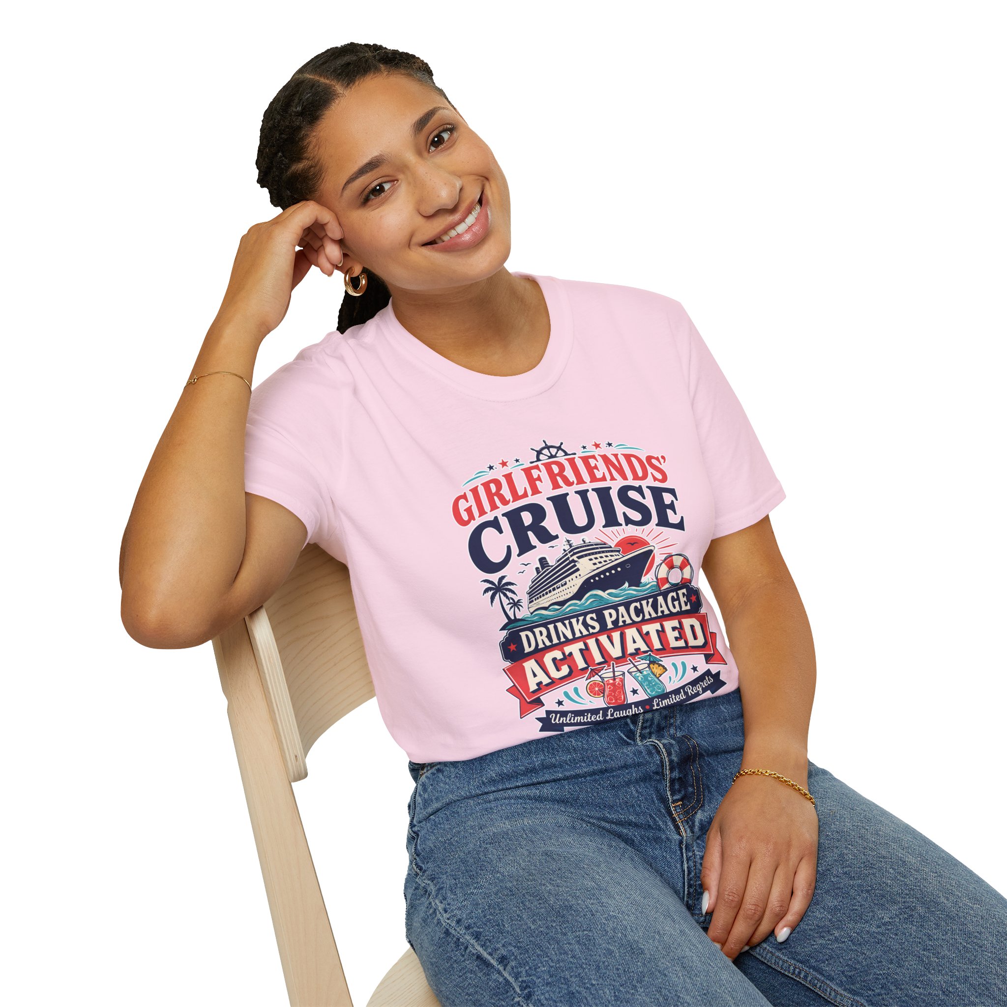 Girlfriends Cruise Drink Package Activated Girls Trip Cruise T-Shirt - Image 3