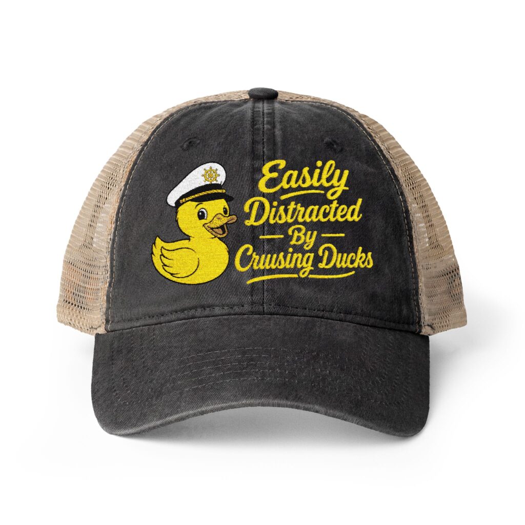 Easily Distracted By Cruising Ducks Cap Women's Ponytail Hat