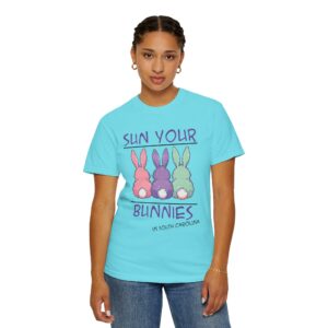 Unisex Garment-Dyed T-shirt with Playful Bunny Design - Perfect for Spring, Easter, Casual Outings, Gifts, and Bunny Lovers