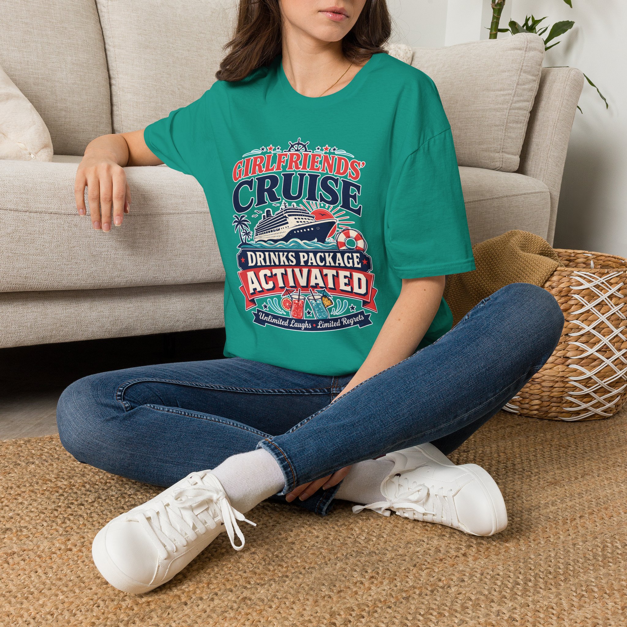 Girlfriends Cruise Drink Package Activated Girls Trip Cruise T-Shirt - Image 5